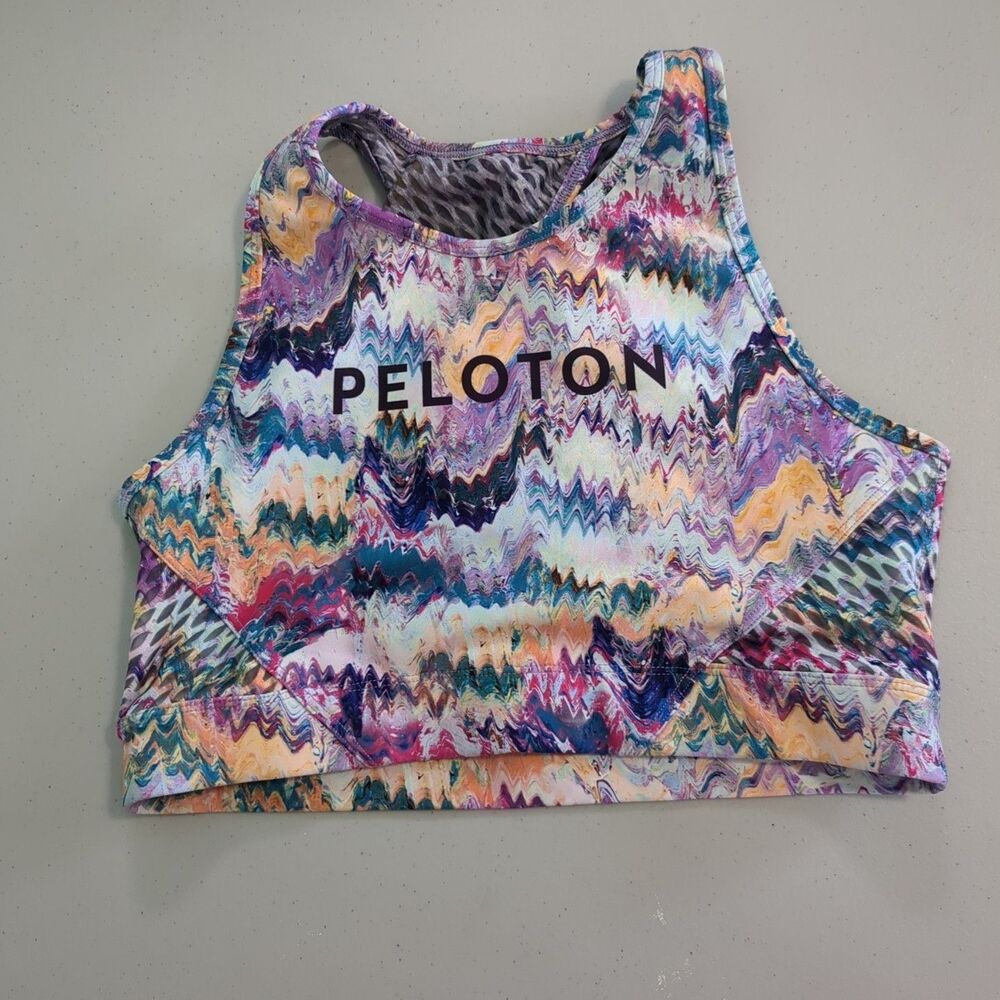 PELOTON Sports Bra River Rock High Neck Bra large Keyhole Back